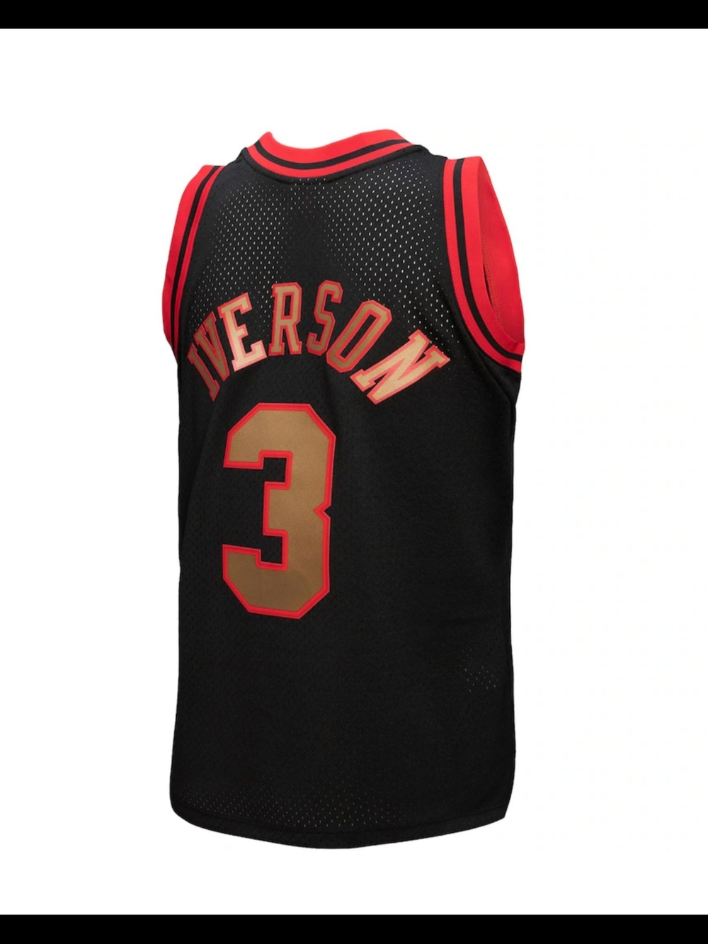 Mitchell & Ness Black Red Gold Allen Iverson #3 Basketball Jersey